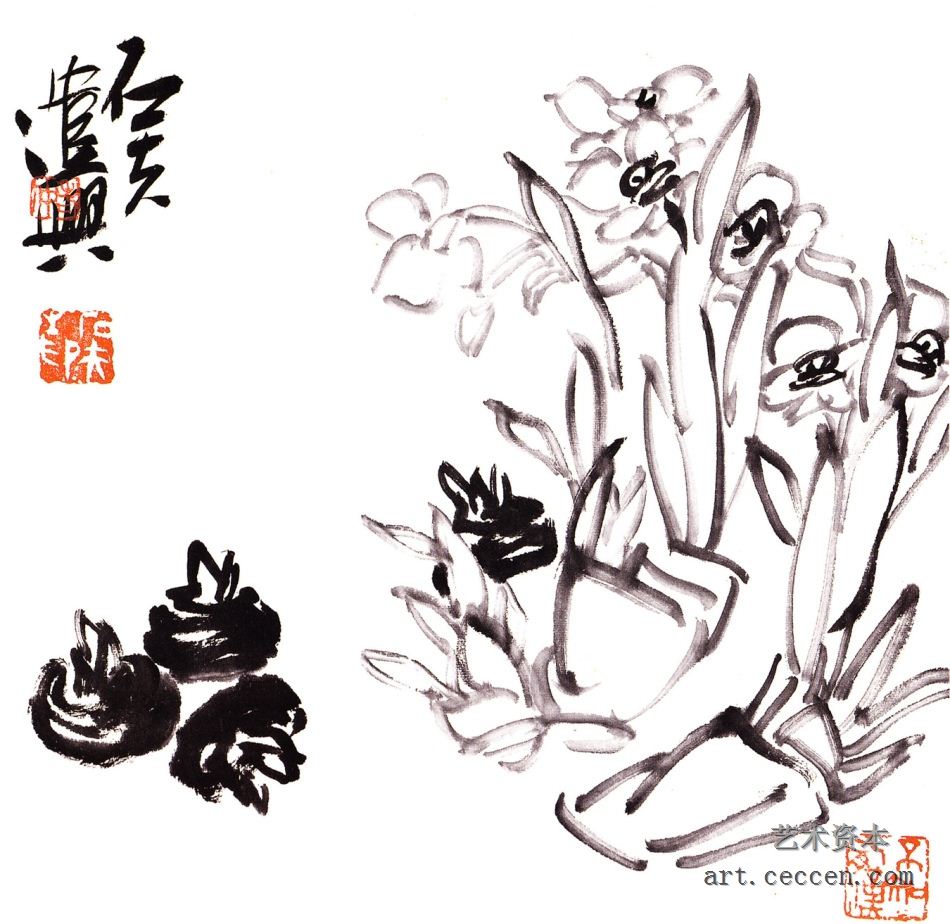 水仙 34x34cm 纸本墨笔 2010年 郭石夫